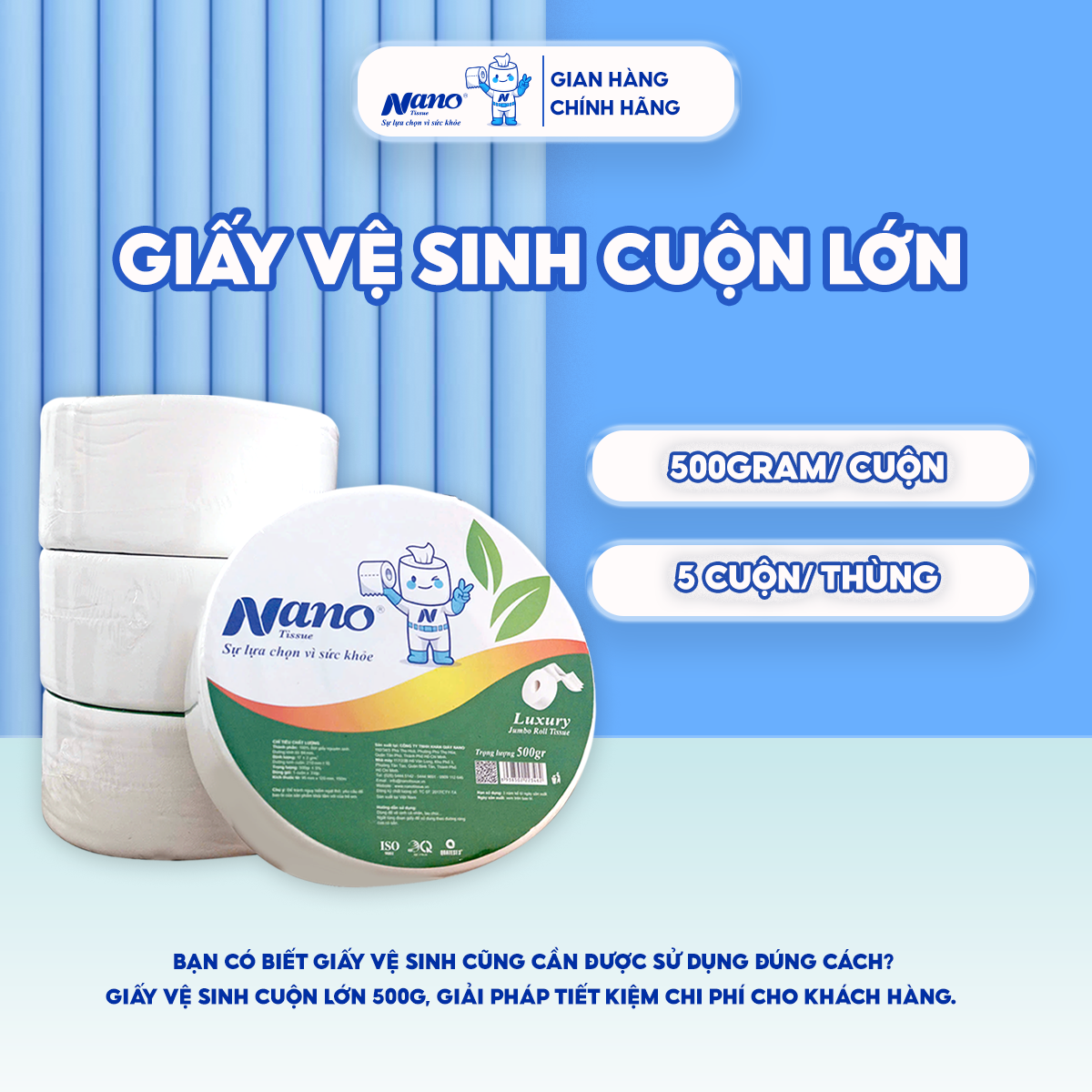 Giấy vệ sinh cuộn lớn 500gr